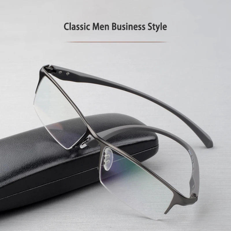 HOTOCHKI IP Electronic Plating Alloy Metal Men Eyeglasses Frame Optical Glasses Prescription Male Eyewear Spectacles