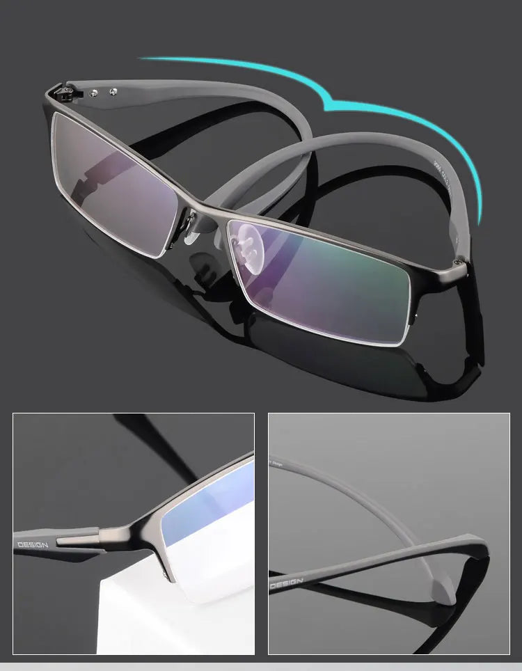 HOTOCHKI IP Electronic Plating Alloy Metal Men Eyeglasses Frame Optical Glasses Prescription Male Eyewear Spectacles