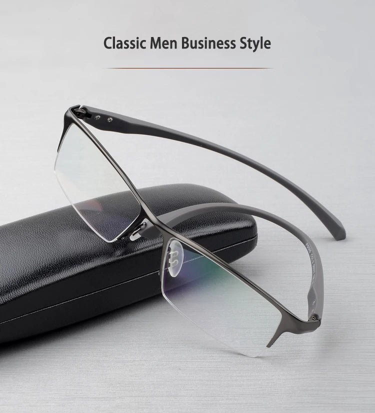 HOTOCHKI IP Electronic Plating Alloy Metal Men Eyeglasses Frame Optical Glasses Prescription Male Eyewear Spectacles