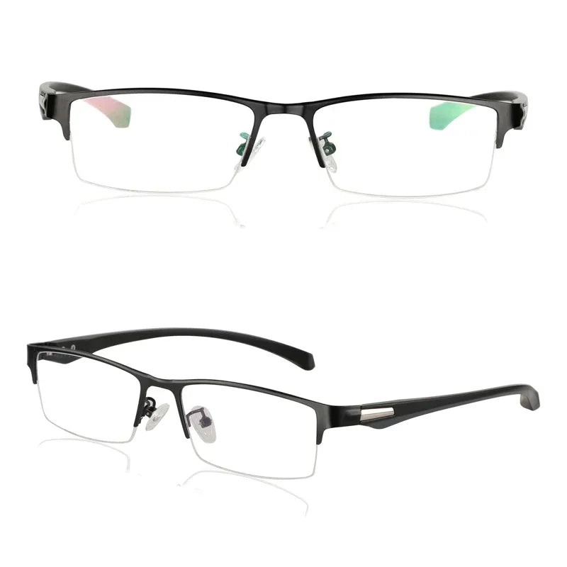 Business Metal Half Frame Photochromic Reading Glasses Anti-blue Light Far Sight Glasses Men High-definition Presbyopia Glasses